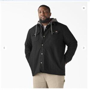 Dickies Men's 2XL Water Repellent Duck Hooded Shirt Work Outdoors Jacket Black